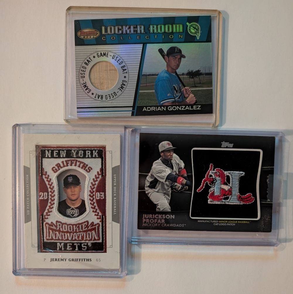 Baseball Card Lot Of 3 MLB Game Used Bat / Patch Cards Topps Upper Deck Donruss